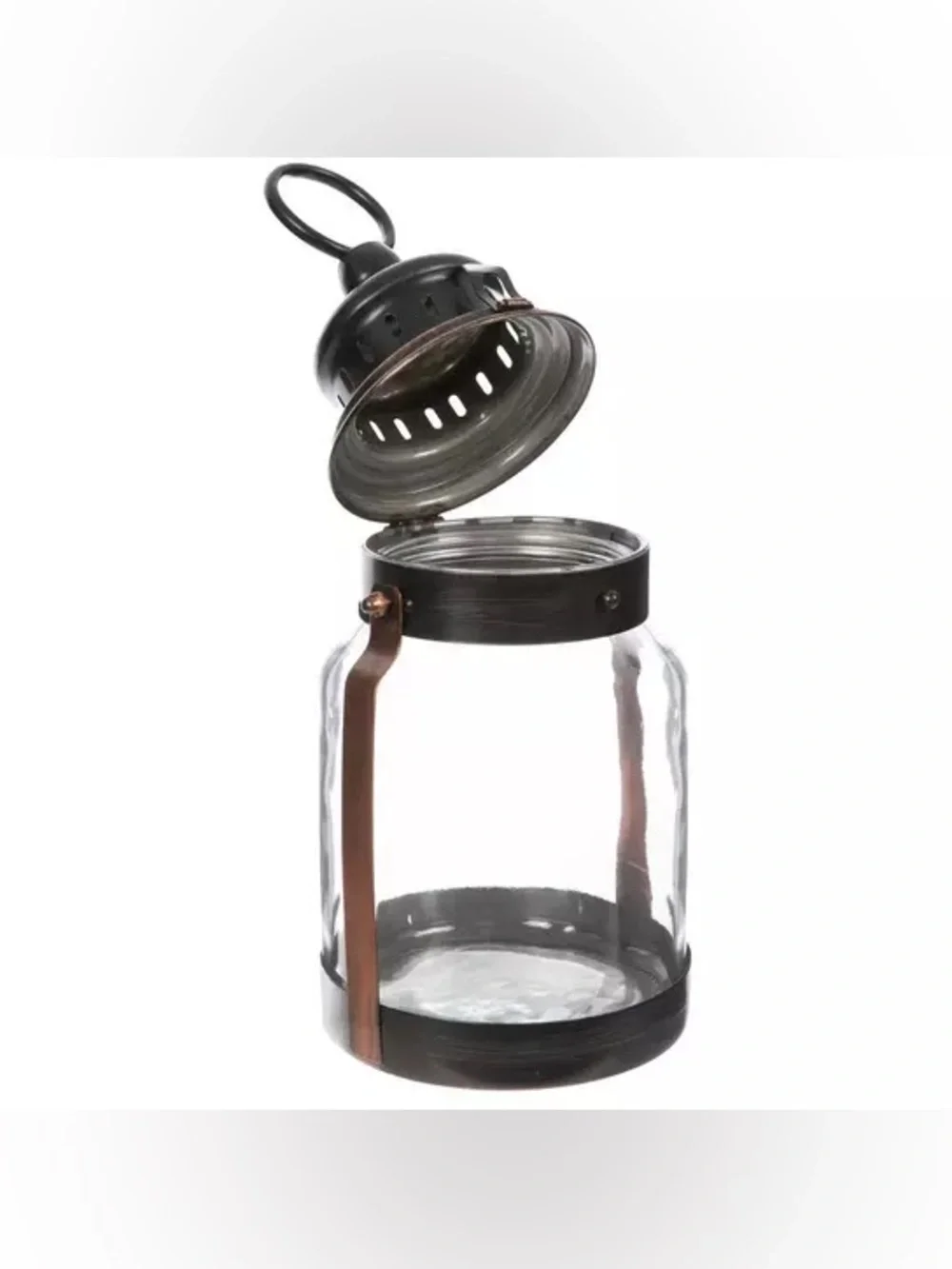 Black & Copper Round Metal Lantern